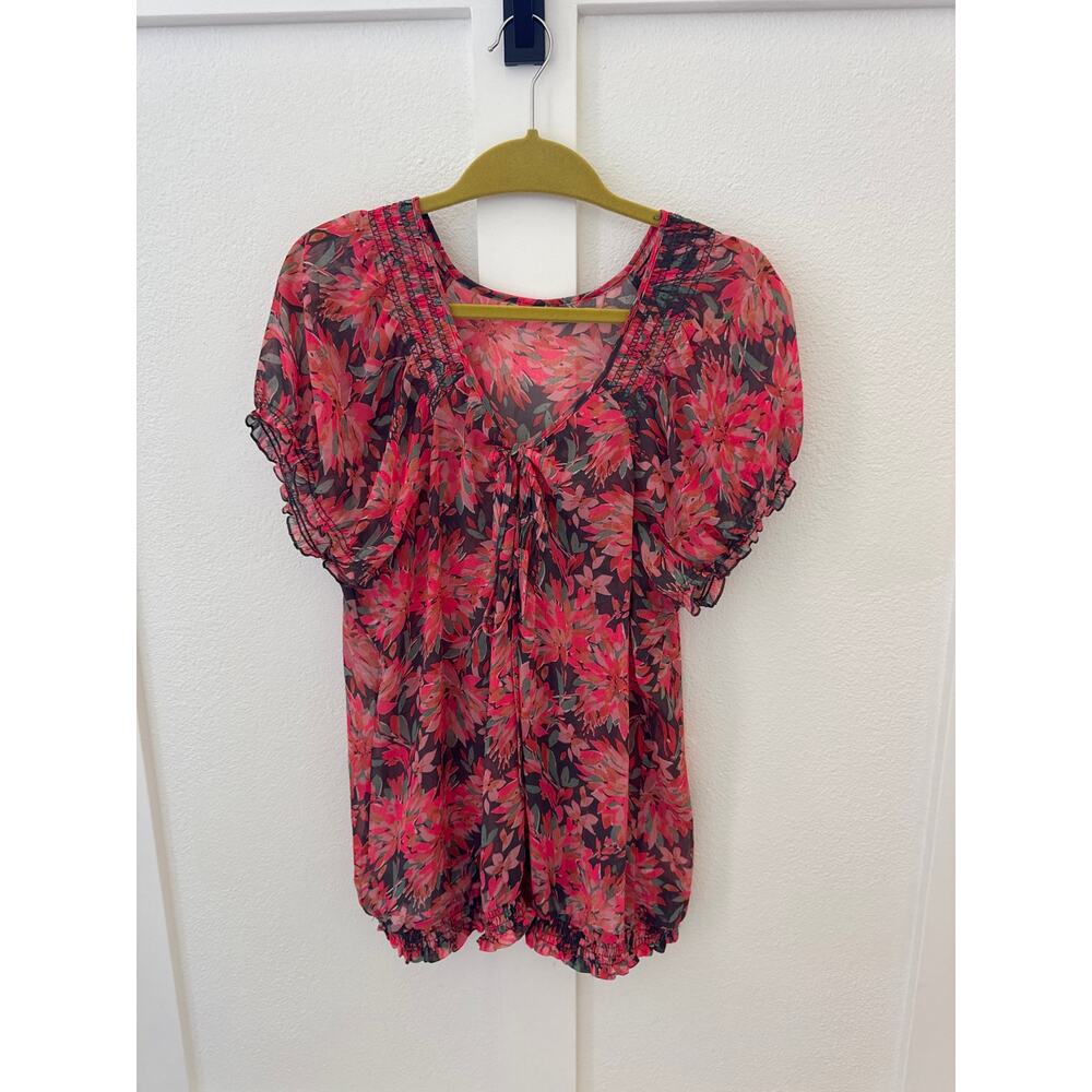 Vibrant Floral Chiffon Blouse - ethereal, feminine, fairy, and fluid